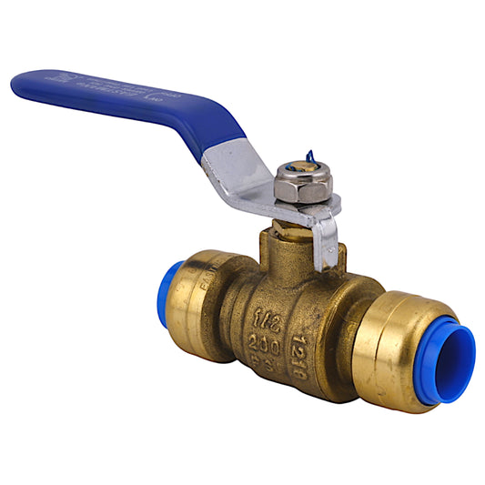 75197LF Heavy-Duty Ball Valve, 1/2 inch Push-Fit, Brass