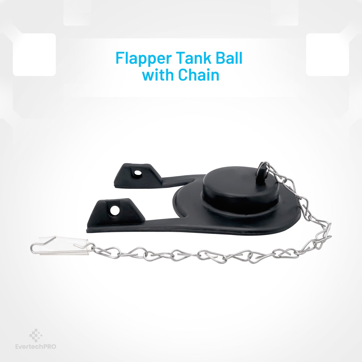 PLB40013 EvertechPRO Toilet Flapper Replacement Kit - 2 Inch Flapper Ball for Flush Valve with 9 Inch Steel Chain, Universal Design, Flexible Rubber, Long-Lasting Durability, Leak Free Toilet Stopper Flapper