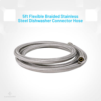 PLB818860 EvertechPRO Refrigerator Water Line Kit - F 1/4 C x F 1/4 C x 60 Inch Stainless Steel Braided Fridge Water Line - Universal Fit, High-Quality, Durable, Burst Proof, No Water Leakage