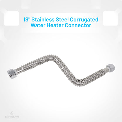 PLB86551800 EvertechPRO Water Heater Hose, 3/4 FIP x 3/4 FIP, 18 Inch Length, Water Softener Hose, Corrugated Design, Flexible and Durable Water Pipe Connector, Universal Fit, Easy Installation