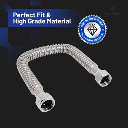 PLB86551800 EvertechPRO Water Heater Hose, 3/4 FIP x 3/4 FIP, 18 Inch Length, Water Softener Hose, Corrugated Design, Flexible and Durable Water Pipe Connector, Universal Fit, Easy Installation