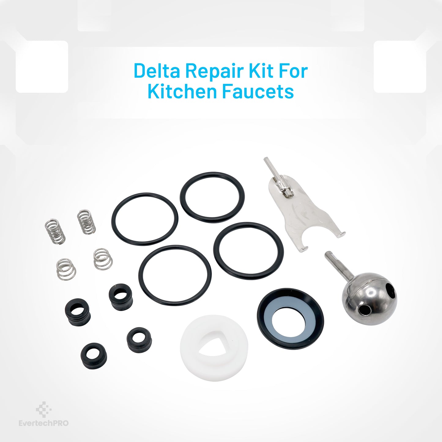 Faucet Repair Kit - All-in-One Set with Stainless Steel Ball, Tooling Replacement Cam, 4 Pcs O-Rings, Seal Kits, Springs - Compatible with Delta Kitchen Faucet Cartridge, fits Delta Bathroom Faucet Repair Kit - Durable, Easy Installation