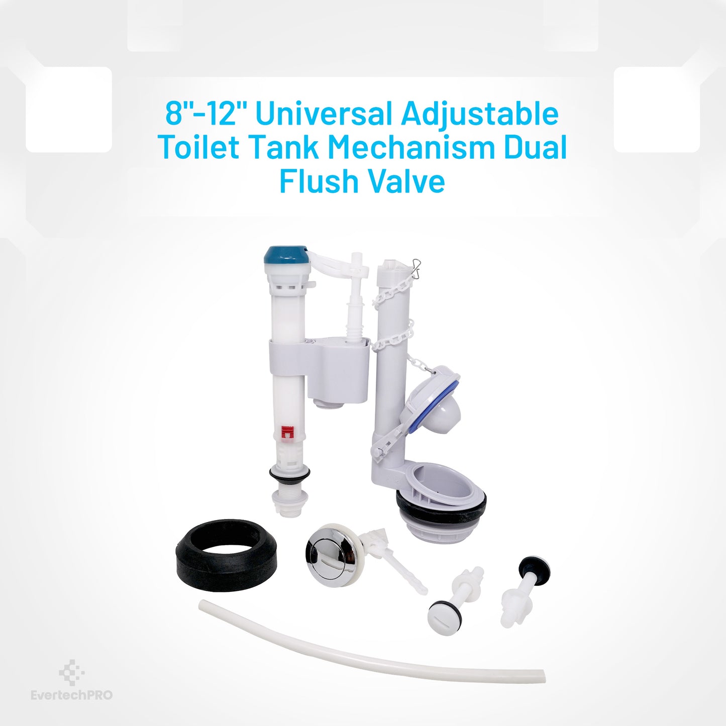 PLBK101SET EvertechPRO Toilet Repair Kit Ð All-in-One Toilet Guts Replacement Kit with 2 Inch Flush Valve Toilets, Universal Design, High-Performance Flapper, Fill Valve, Tank to Bowl Gasket, Toilet Handle Ð Easy Installation, Instructions Included