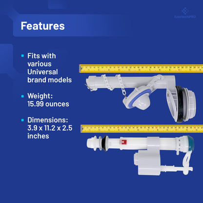 PLBK101SET EvertechPRO Toilet Repair Kit Ð All-in-One Toilet Guts Replacement Kit with 2 Inch Flush Valve Toilets, Universal Design, High-Performance Flapper, Fill Valve, Tank to Bowl Gasket, Toilet Handle Ð Easy Installation, Instructions Included