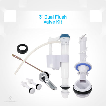 PLBK308CSET EvertechPRO Toilet Repair Kit - Universal Design for Easy Installation, Includes 2 Inch Flush Valve, Tank to Bowl Gasket, Fill Valve, Toilet Handle, High-Performance Flapper - Toilet Guts Replacement Kit