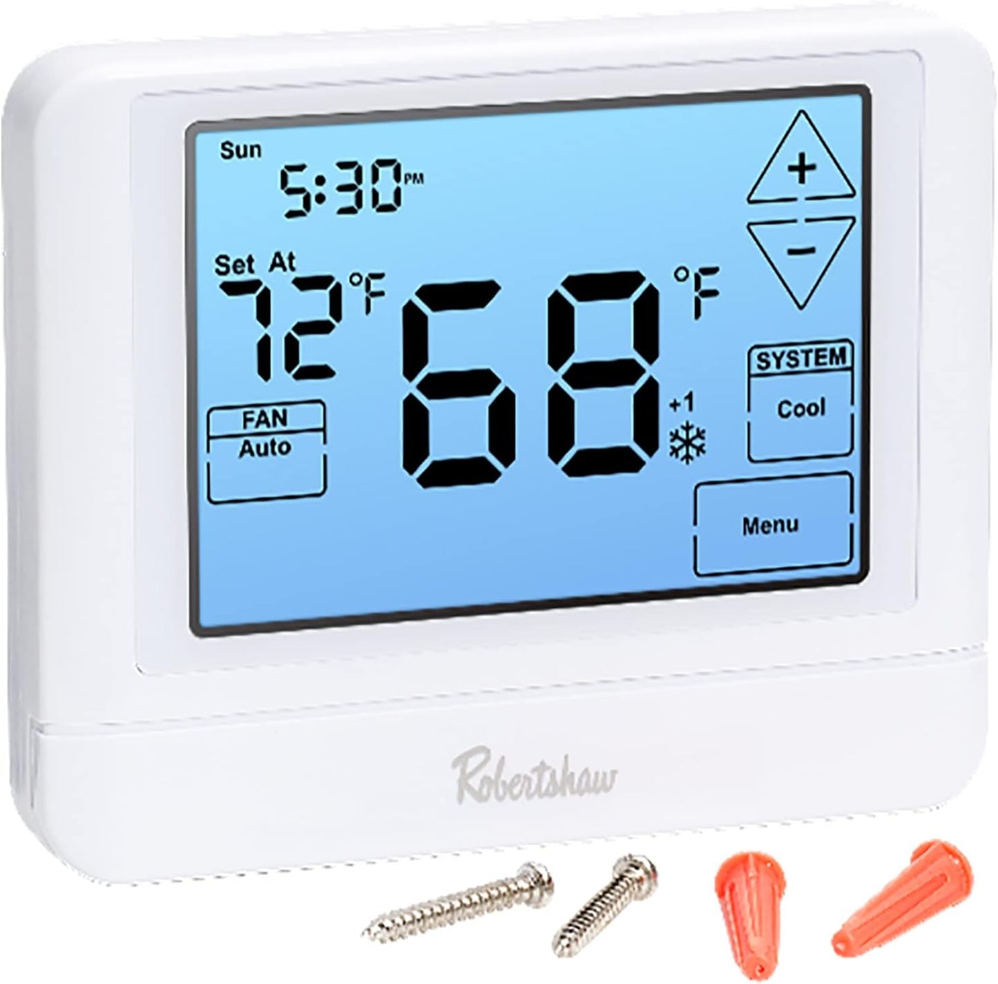 Robertshaw RS9110T Pro Series 5-1-1 Programmable Touchscreen Thermostat, Single-Stage, 1 Heat, 1Cool White