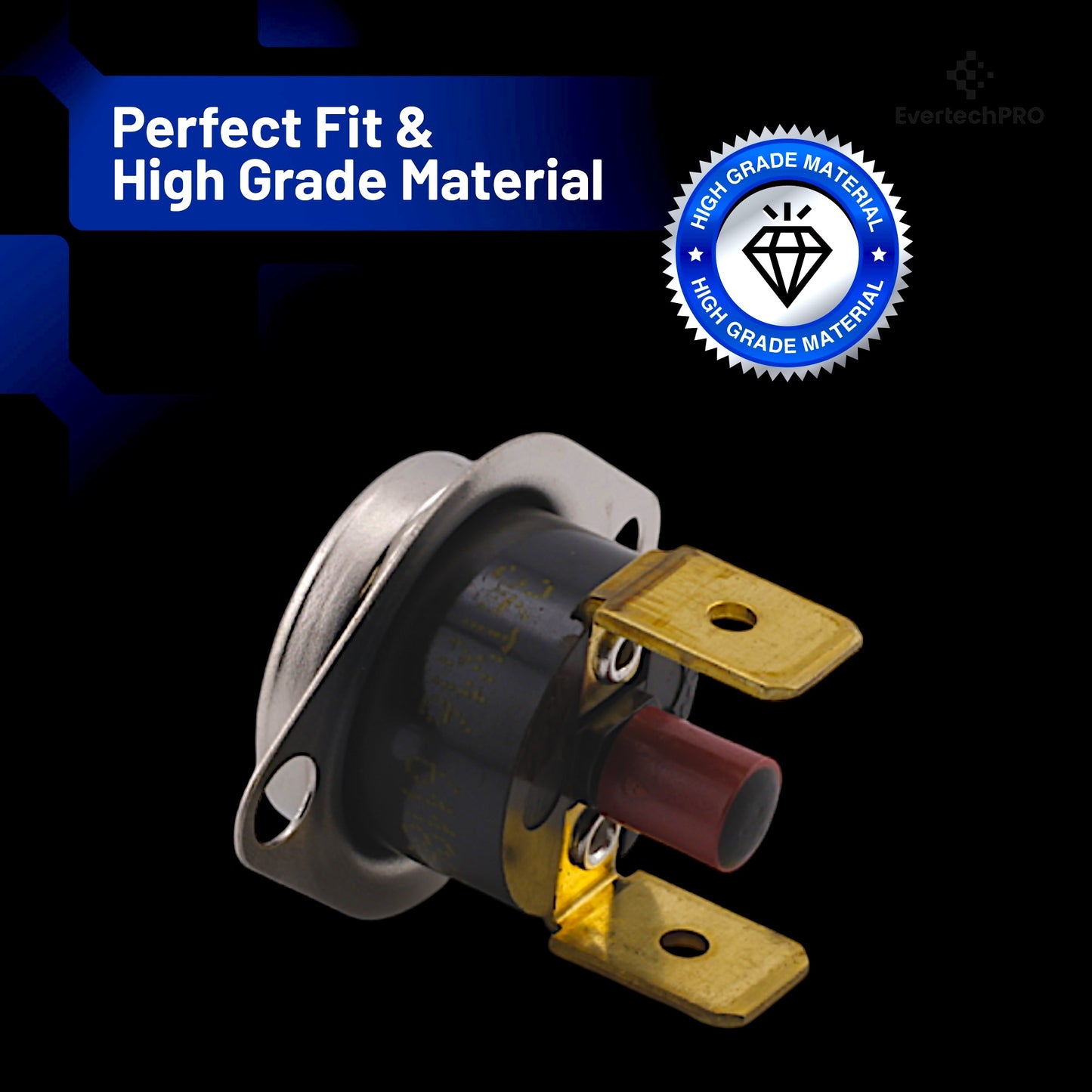 EvertechPRO SRL250 Thermostat Manual Reset Rollout Limit Switch, 250 Degree F Cut Out Temperature, Vertical 1/4" Terminal