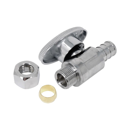 PLB9103 EvertechPRO 1/2 PEX Shut Off Valve x 3/8 OD Straight Stop, Chrome Plated Premium Material, Easy to Install - PEX Fittings, Featuring 1/4 Turn Straight Stop Valve