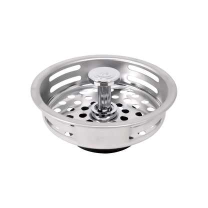 PLB22007 EvertechPRO Kitchen Sink Drain Basket - Stainless Steel Flat Bottom 3-1/2", Durable Universal Kitchen Drain Strainer with Rubber Sink Stopper - Top Quality Kitchen Sink Drain Strainer and Stopper