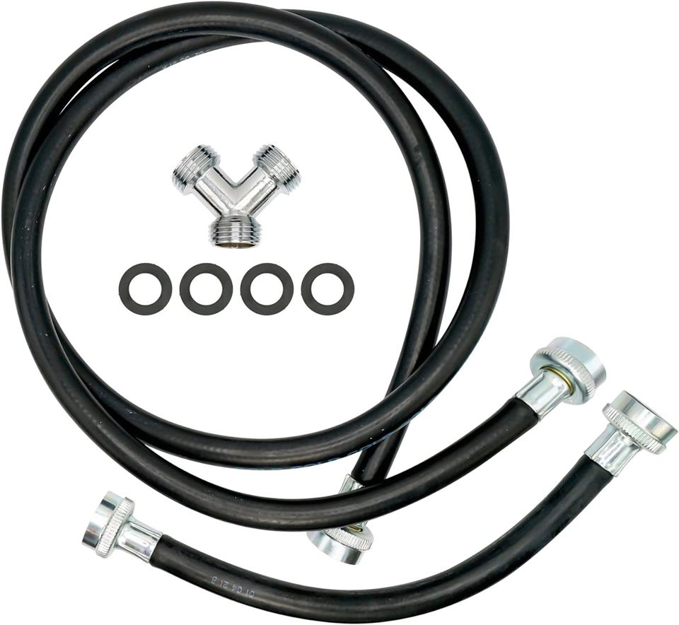 EvertechPRO 5ft Steam Dryer Steam Hose Kit - 60” Steam Hose for Dryer with Brass Y Connector and Inlet Adapter Hose with 2ft Rubber Hose - Universal Connector for all Top Brands