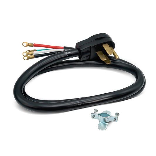 EvertechPRO 49696 4 Prong Power Cord for Electric Kitchen Range with Open End Connectors and Copper Wire - 50 Amp Power Cord for Electric Range - 60” Black