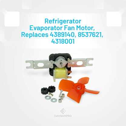 EvertechPRO 482731 Evaporator Fan Motor Kit Replacement for Whirlpool Refrigerator 0056721 0056801 1100473 1100474