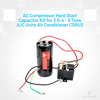 EVERTECHPRO 5-2-1 208/240VAC 189-227uF Compressor Saver Hard Start Capacitor Relay kit for 3.5 to 4.5 Ton Units Replacement for AC Air Conditioner