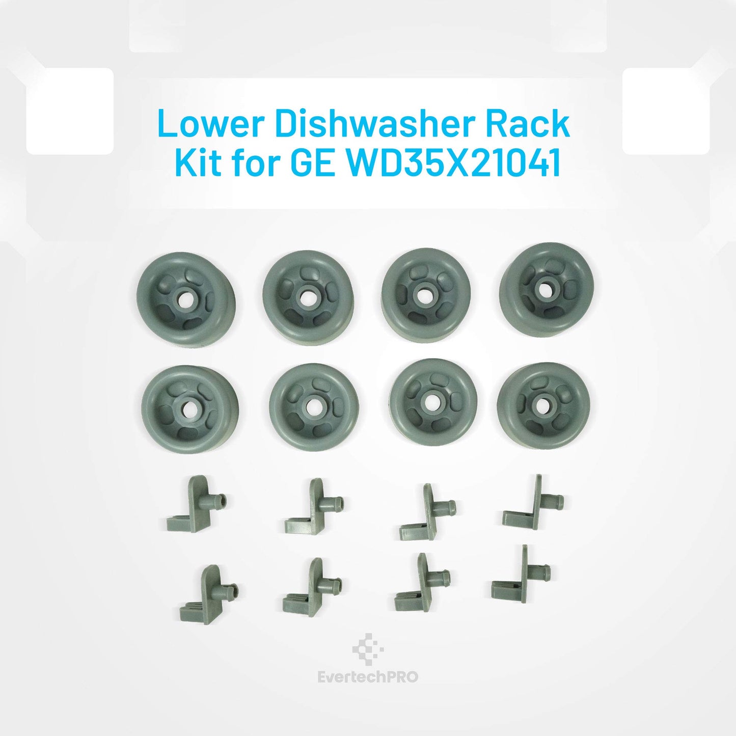 EvertechPRO WD35X21041 Dishwasher Lower Rack Kit 8 P Replacement for GE Dishwasher WD12X10136 WD12X10107 WD12X10126 WD12X10261