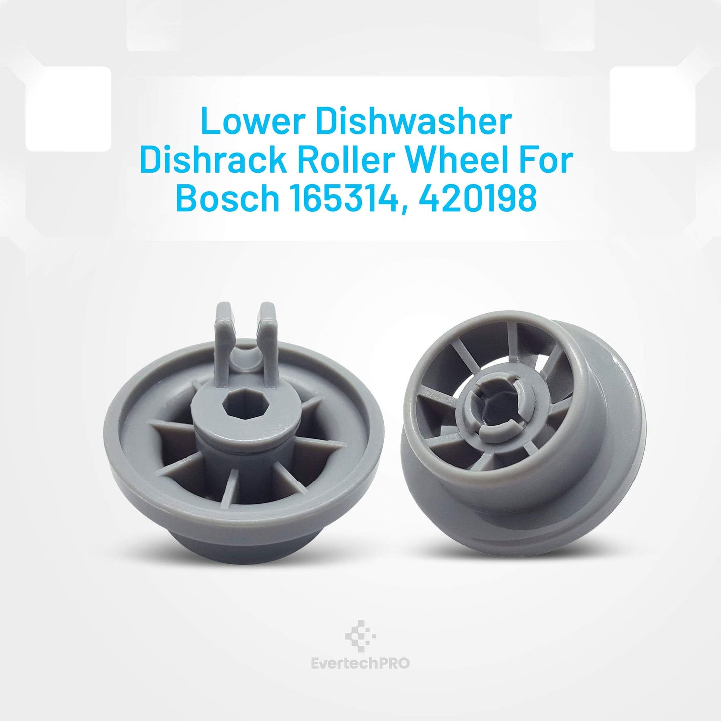 EvertechPRO 165314-8PK Lower Dishrack Wheel Pack of 8 Replacement for Bosch Dishwasher 165314 420198 423232 AH3439123