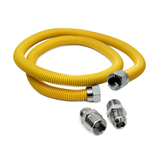 EvertechPRO 583434MM48C 4ft Gas Connector - Flexible Gas Line with 1/2 in. MIP x 1/2 in. MIP x 48 in. and 5/8 in. O.D. Fittings Corrugated Stainless Steel Natural Gas Hose and Yellow Coated