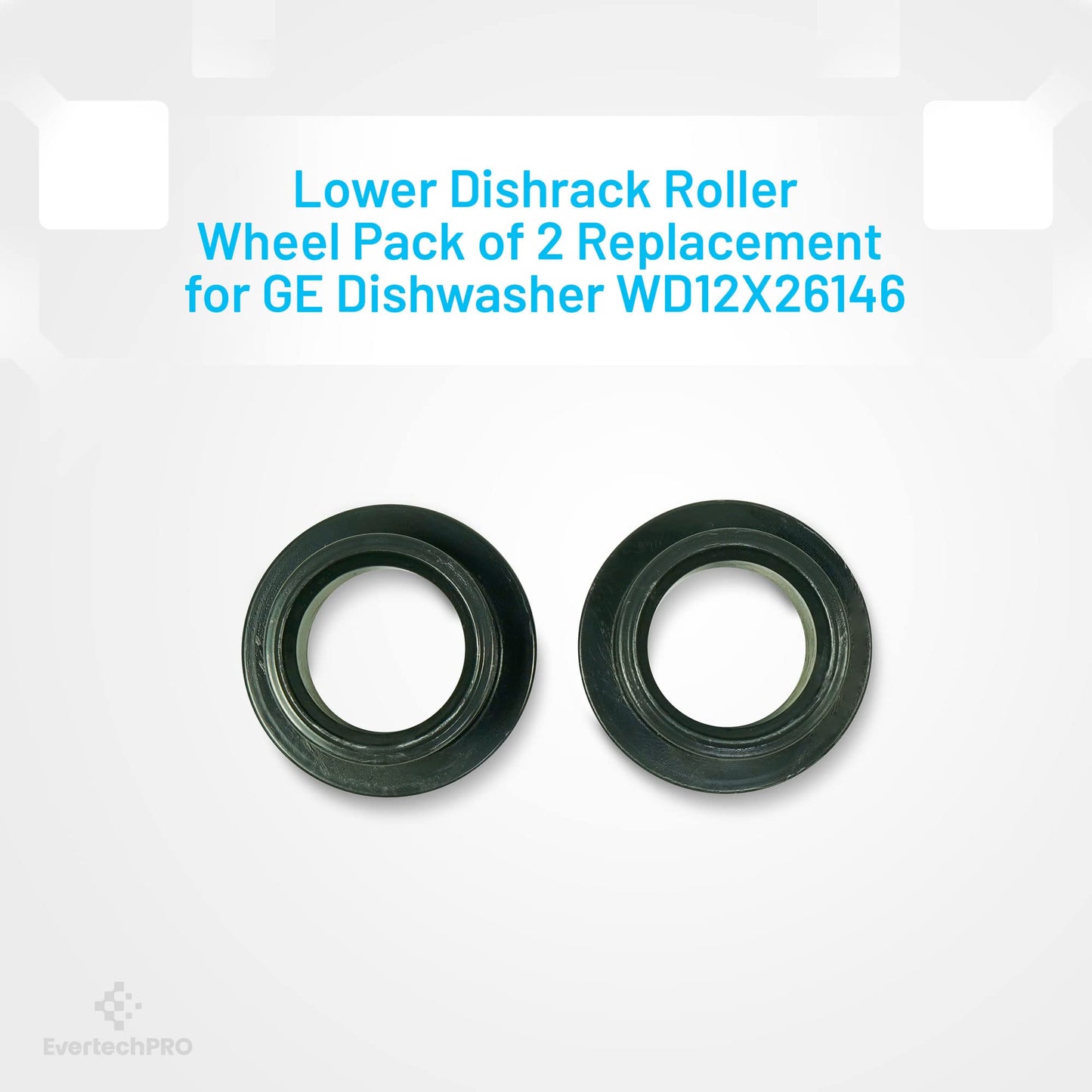 EvertechPRO WD12X10435 Lower Dishrack Roller Wheel Pack of 4 Replacement for GE Dishwasher WD12X26146 3028498 PS8756231