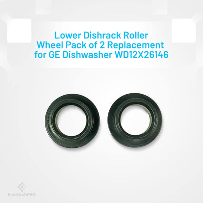 EvertechPRO WD12X10435 Lower Dishrack Roller Wheel Pack of 4 Replacement for GE Dishwasher WD12X26146 3028498 PS8756231