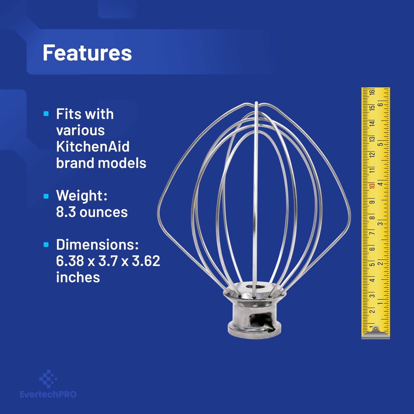 EvertechPRO K45WW Wire Whip for KitchenAid