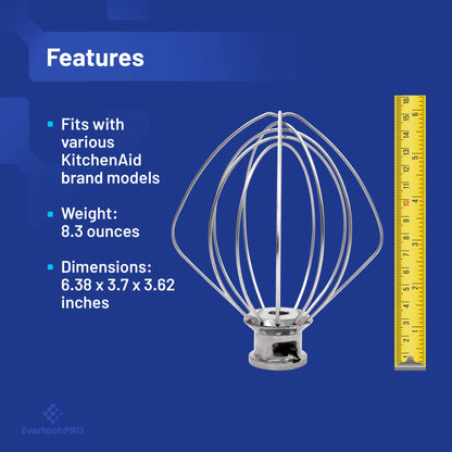 EvertechPRO K45WW Wire Whip for KitchenAid