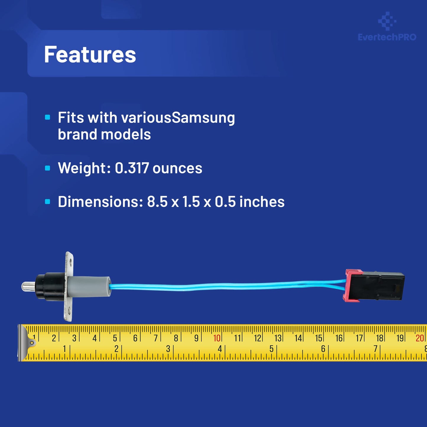 EvertechPRO Appliance Water Temperature Thermistor Replacement for Samsung DC90-10128N 2073126 DC90-10128H