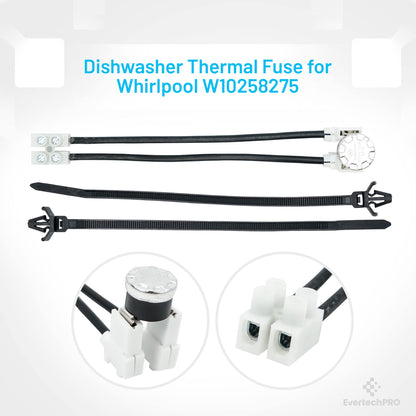 EvertechPRO Dishwasher Thermal Fuse Replacement for Whirlpool W10258275 661663 1549751 AH2360984 EA2360984