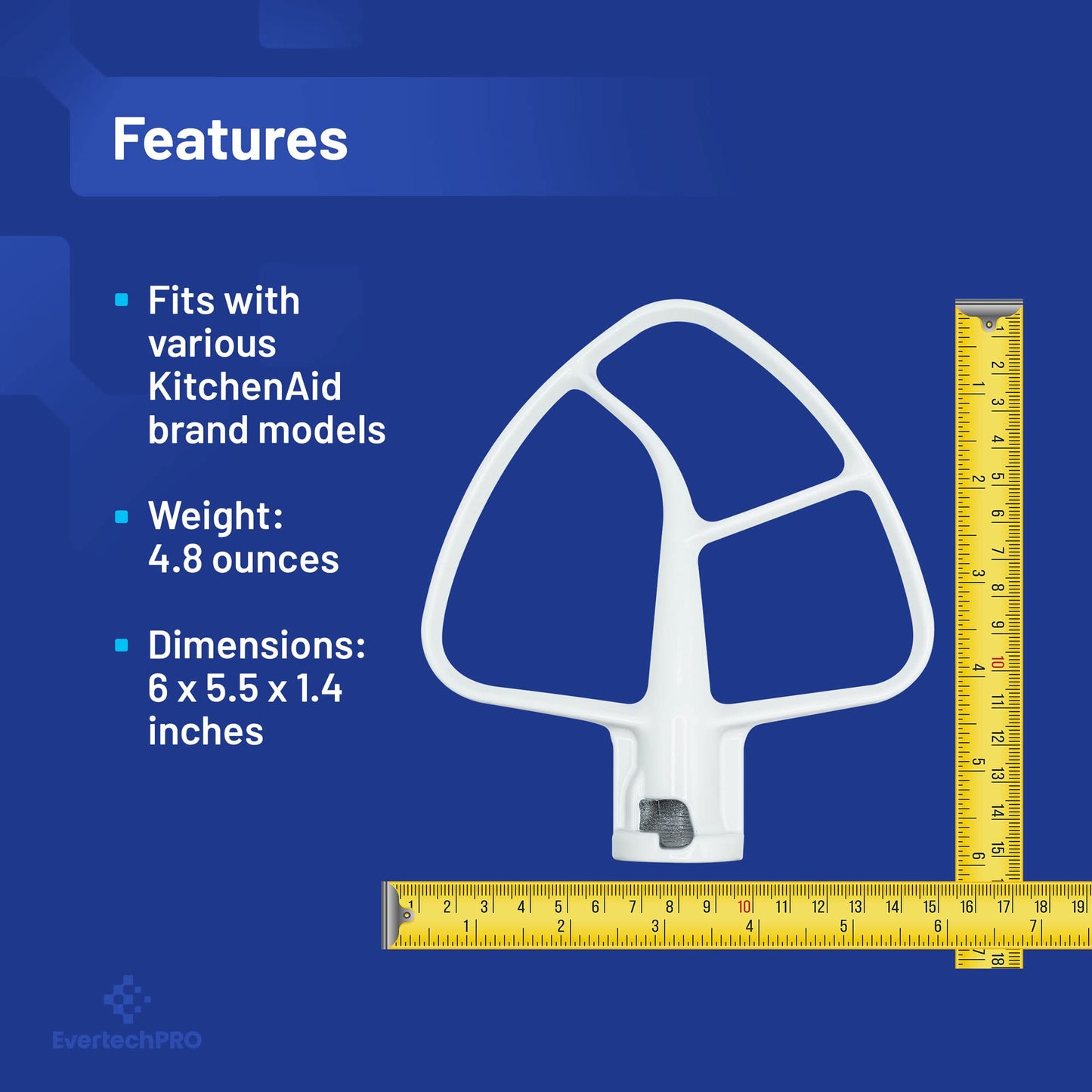 EvertechPRO K45B Coated Flat Beater Replacement for KitchenAid