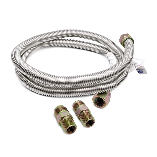 EvertechPRO 49698 5ft Gas Range Connector 60" Stainless Steel Range Gas Line for Stove or Kitchen Range Leakproof and Long Lasting with 5/8 OD Hose Corrugated Pipe and 1/2 in MIP x 1/2 in MIP fittings