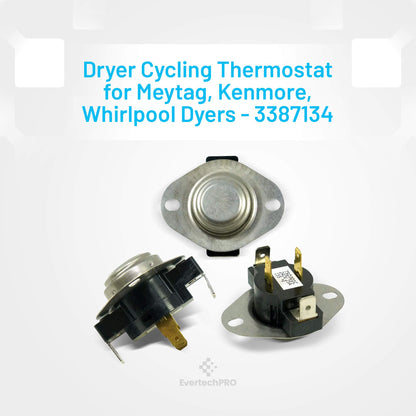 EvertechPRO 3387134 Dryer Cycling Thermostat Replacement for Whirlpool Dryer 306910 2893 3-6910 3387135