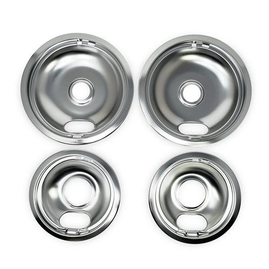 EvertechPRO W10278125 Electric Stove Drip Pans, Pack of 4, Stove Drip Pans for Electric Stove Top - 2 Small 6 Inch and 2 Big 8 Inch Pans, Compatible with Whirlpool Range, Fits Most Top Brand Models