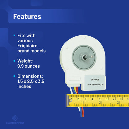 EvertechPRO Refrigerator Motor Replacement for Frigidaire 241509402 1196443 241509401 7241509402 AH1526073