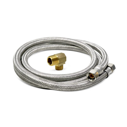 EvertechPRO 383860 5ft / 60 inch Long Dishwasher Hose Installation Kit Stainless Steel Connection Hose Braided Design Burst Proof Water Supply Line with 3/8" Compression X 3/8 MIP Elbow