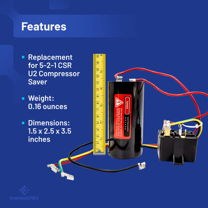 EVERTECHPRO 5-2-1 208/240VAC 189-227uF Compressor Saver Hard Start Capacitor Relay kit for 3.5 to 4.5 Ton Units Replacement for AC Air Conditioner