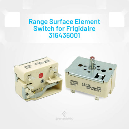 EvertechPRO Range Surface Element Switch Replacement for Frigidaire 316436001 316021501 1155395 AH1145040 EA1145040