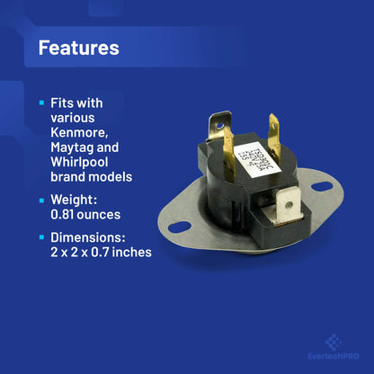 EvertechPRO 3387134 Dryer Cycling Thermostat Replacement for Whirlpool Dryer 306910 2893 3-6910 3387135