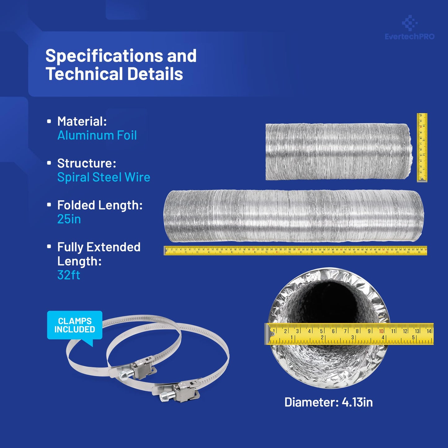 Universal FAFVDL Dryer Ft Flexible Aluminum Foil Vent Duct Line